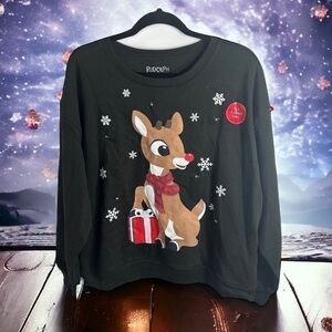 Rudolph Light Up Sweatshirt NWT XXL Red Nosed Reindeer Black Red Women’s